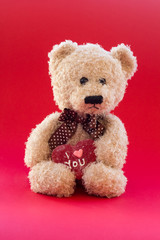 Cute teddy bear holding a heart