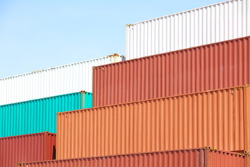 Fototapeta premium Stacked cargo containers