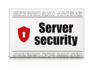 Privacy concept: newspaper with Server Security and Shield With