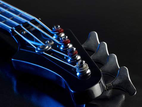 detail of a bass guitar