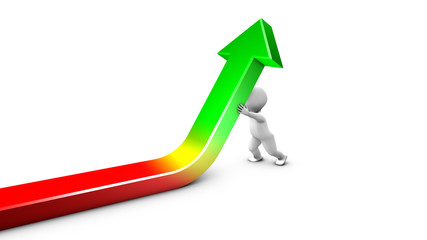 Face to a crisis, a character straightens up a financial curve