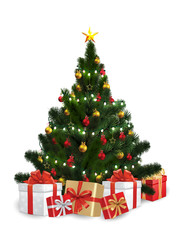 Obraz na płótnie Canvas Vector of Christmas Tree with String Lights