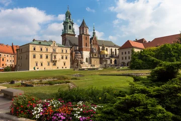Fotobehang Krakau, kasteel Wawel + kathedraal © maartenhoek