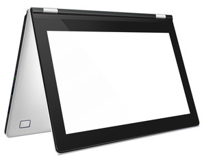 Modern convertible laptop with blank screen