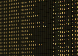 écran aéroport français destinations