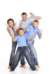 Obraz premium Family in blue shirts
