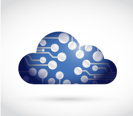 blue circuit board cloud illustration design