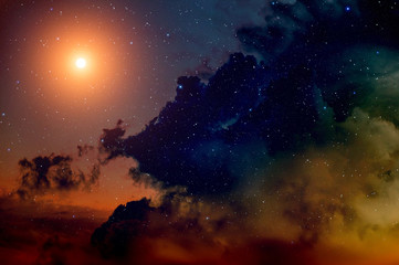 Fototapeta premium Space background with nebula and bright star.