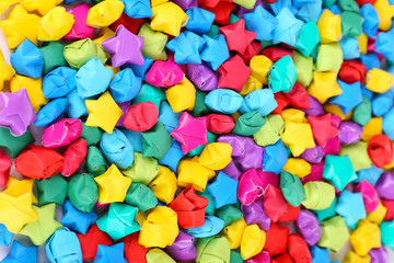 Paper stars with dreams close-up