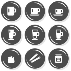 picie kawy filiżanka szklanka monochromatyczny zestaw ikon