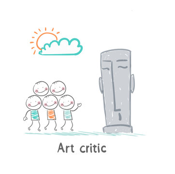 Art critic looks at the sculpture