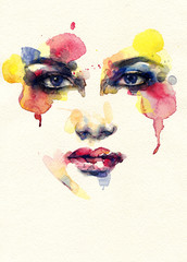 Beautiful woman face. watercolor illustration