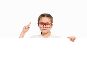 Girl holding white poster