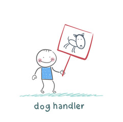 Naklejka premium canine holds a poster with a dog