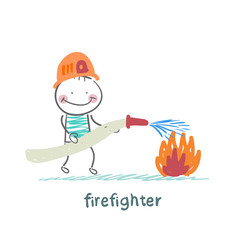 firefighter puts out fire