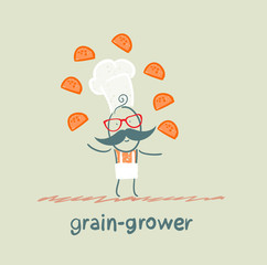 grain grower juggles bread
