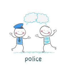 Naklejka premium Police listen to people