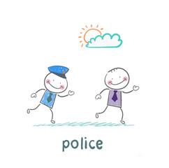 Naklejka premium Police running after a criminal
