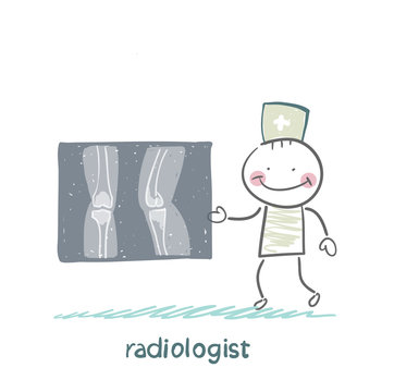 Radiologist with X-ray images
