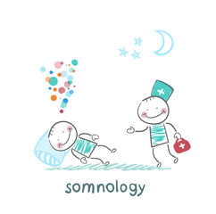 Fototapeta premium somnology come to a patient who is sleeping on a pillow