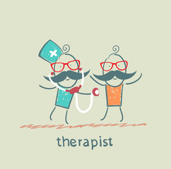 therapist listens to a stethoscope patient