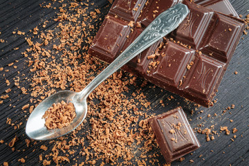 Closeup of dark chocolate