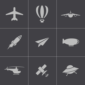 Vector black airplane icons set