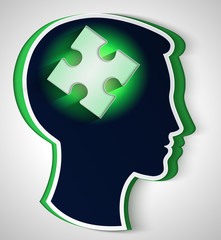 Human head. concept of a new idea, piece of the puzzle\