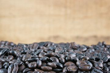 Coffee beans on wood