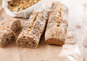 bread on wood background