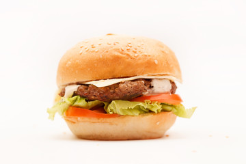 hamburger on the white