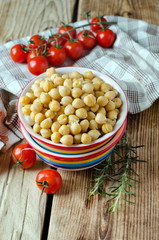 Boiled chickpeas in a bowl