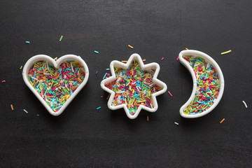 Cookie cutters with candy sprinkles