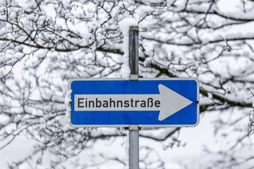 german one-way street sign