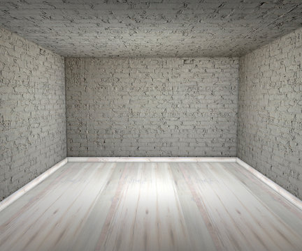 Stanza vuota mattoni parquet pareti