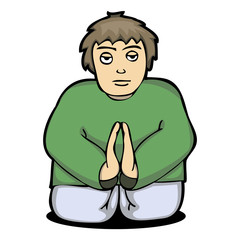 illustration of a man pray to God from