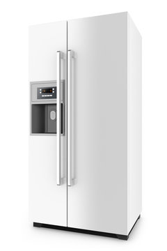 White fridge with side-by-side door system