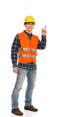 Engineer pointing.