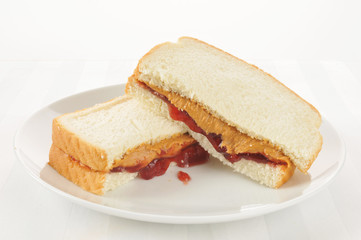 Fototapeta na wymiar Peanut butter and jelly sandwich