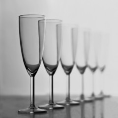 Champagne glasses back and white