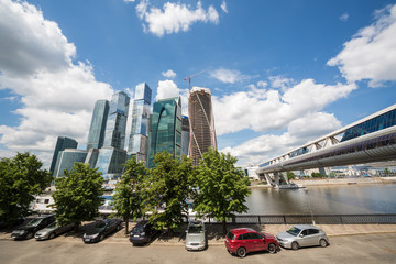 Cityscape of skyscrapers of business complex