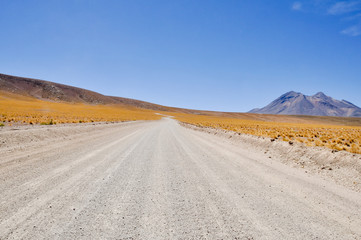 Fototapeta premium Gravel road in Atacama desert (Chile)