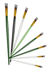 Set of Artist Brushes on White Background