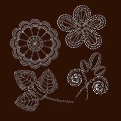 set of lace flowers-vector illustration