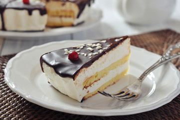 Souffle cake with chocolate icing
