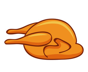 Whole roast chicken isolated illustration