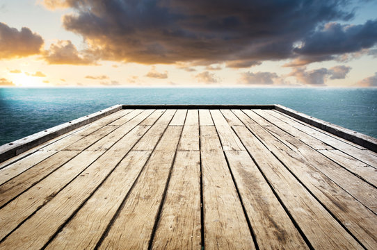 Wooden Surface Sky Background