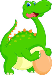 cute dinosaur holding egg