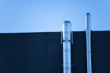 Chimney modern building with sky blue