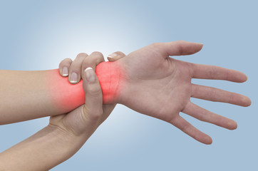 Acute pain in a woman wrist